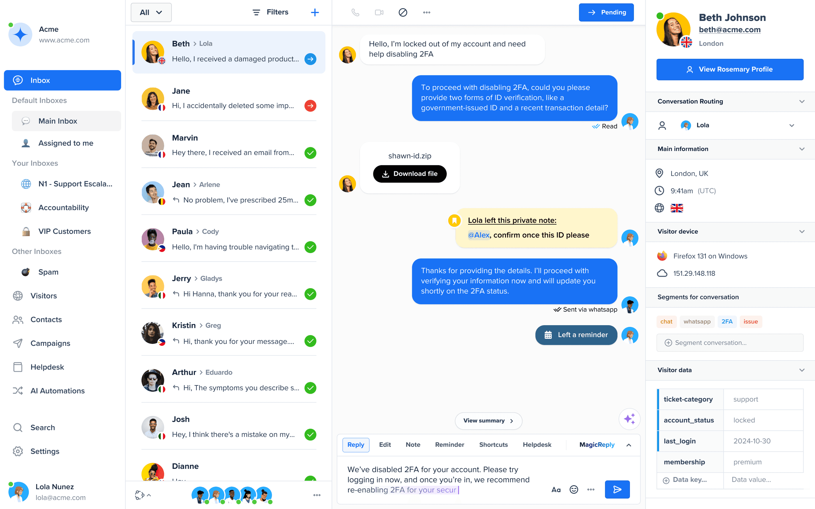 Bybelt shared inbox — conversations, AI replies, and team collaboration
