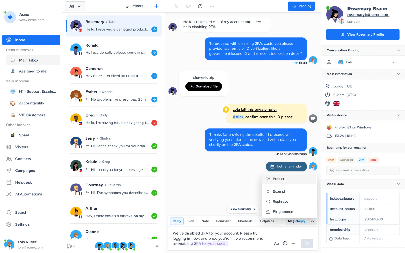 Bybelt shared inbox interface